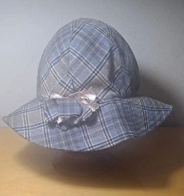 Vtg Lola NYC Wool Plaid/Tartan Cloche-Bucket Hat sz S-M NWOT - Imagem 1 de 4