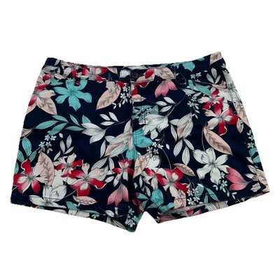 Шорты женские St Johns Bay размер 16 синие с цветочным рисунком тропические средняя посадка цветочный пляж - Изображение 1 из 4