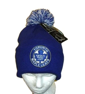 Toronto Maple Leafs Mens Zepyr Cuff Pom Beanie Blue Winter Hat Cap New Tags Nhl - Picture 1 of 2