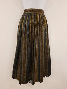 Vintage Rock lang Maxi Plissee gestreift Retro Qualität Landhaus Gr. 12 gold schwarz - Bild 1 von 16
