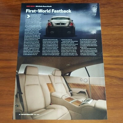 ROLLS ROYCE WRAITH MAGAZINE ARTICLE MOTOR TREND FIRST WORLD FASTBACK - Image 1 of 3