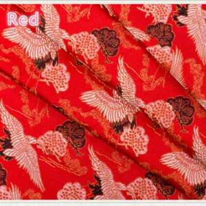 1M Japanese Crane Fabric Kimono Brocade Silky Satin Embroidery DIY Quilting Trim - Picture 1 of 17