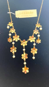 Cezanne Flower Charm Yellow Silver Plated Necklace 17" Ext 2" $45 NWT #25 - Picture 1 of 5