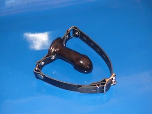 Real Leather BLACK SILICONE shaped BALLGAG Locking Buckle fetish ball gag #1 - Picture 1 of 3