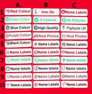 24 Printed Iron-On Name Tags tapes Custom Labels School Clothes Personalised Kid - Picture 1 of 4