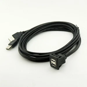6FT Car Dashboard Flush Mount Dual USB 2.0 A Socket Extension Lead Panel Cable - Picture 1 of 5
