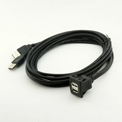 6FT Car Dashboard Flush Mount Dual USB 2.0 A Socket Extension Lead Panel Cable - Image 1 of 4