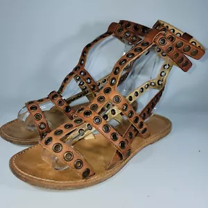 Isabel Marant Leather Gladiator Grommet Sandals Italy Handmade Note Wear Size 37 - Picture 1 of 11