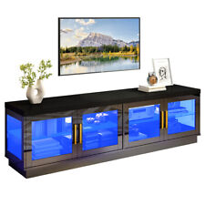 70" Modern TV Stand for TVs up to 85",High Gloss Entertainment Center w Storage