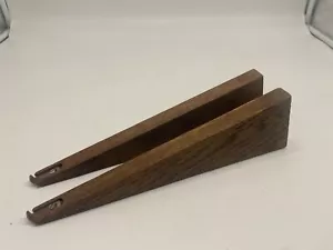 "Par de soportes de estante de madera vintage soportes de madera teñida oscura 12"" l 3,5"" h" - Imagen 1 de 6