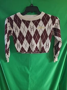Harry Potter Hogwarts Cropped Sweater Girls size 8/10 Argyle - Picture 1 of 9