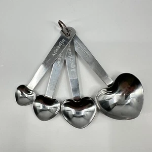 Juego de 4 cucharas medidoras en forma de corazón San Valentín de metal inoxidable - Imagen 1 de 12