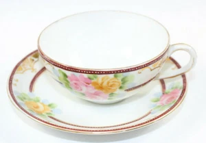 Nippon handbemalte rote Moriage Rosen Teetasse und Untertasse Top Zustand - Bild 1 von 6