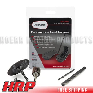 AeroCatch 120-2000 Above Panel Flush Hood Latch & Pin Kit Black w/ Install Kit - Picture 1 of 8