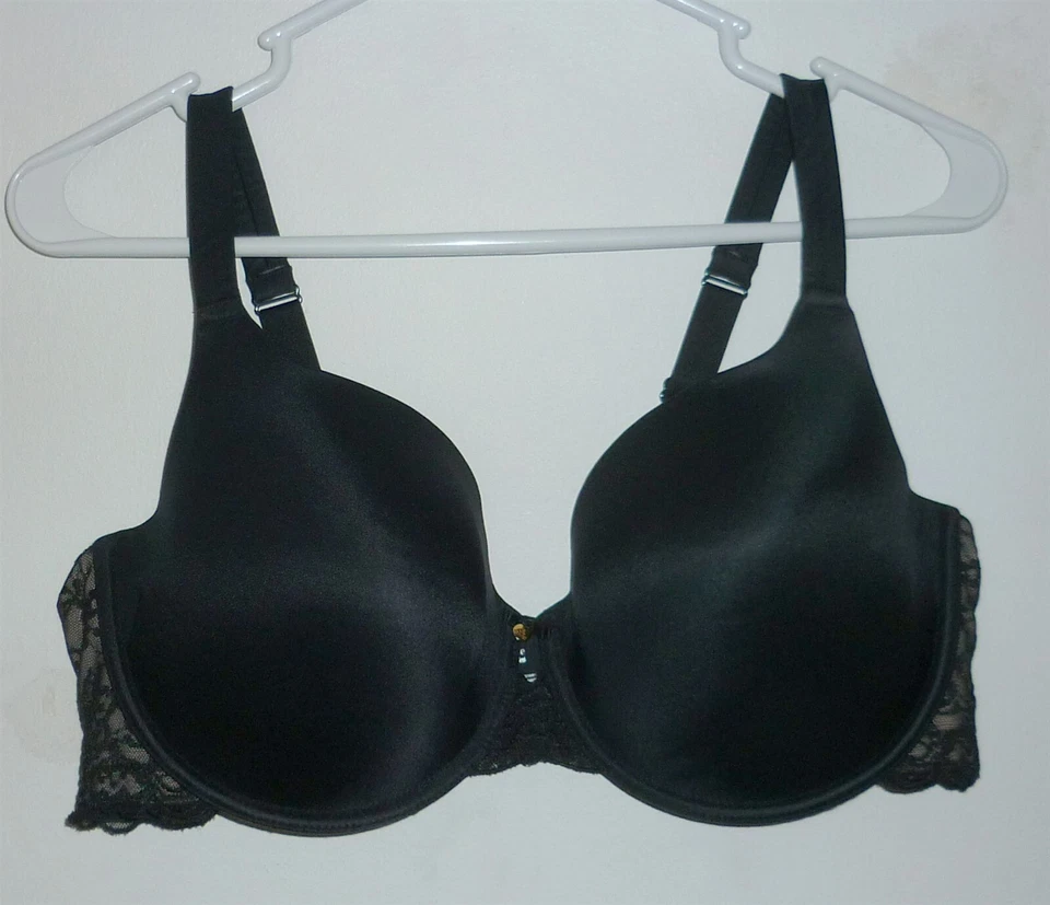 CURVY COUTURE LACE SHINE UNDERWIRE T-SHIRT BRA #1102 BLACK SZ 38F NWOT - Image 1 of 1