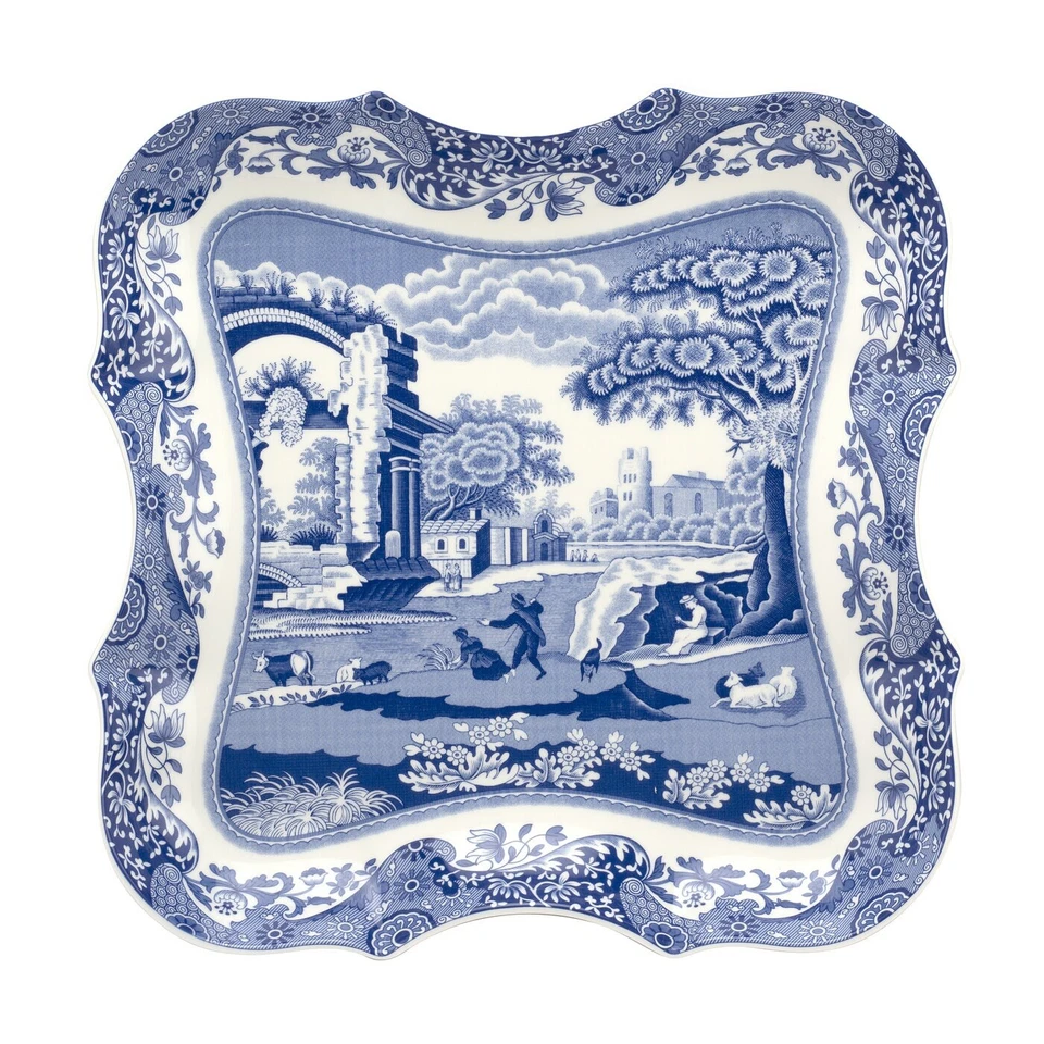 NEW~Spode Blue Italian Collection 7.5 Inch Porcelain Devonia Tray - Blue White - Image 1 of 2