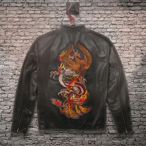 Large Back Patch Embroidered Dragon Phoenix Fire Bird Japanese Jacket Iron On - Picture 1 of 6