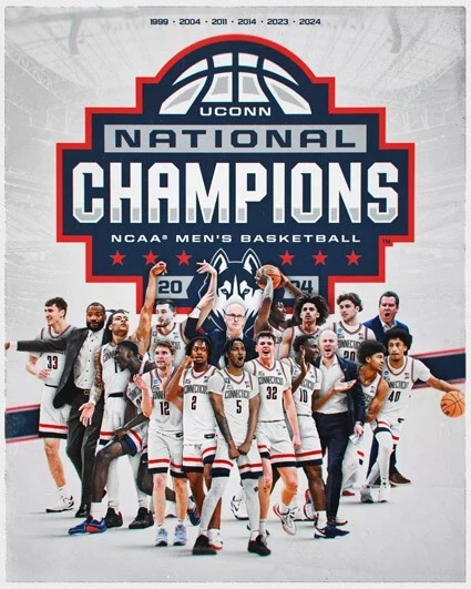 2024 CONNECTICUT HUSKIES Glossy 8x10 Photo National Champions Print UConn Poster - Image 1 of 1