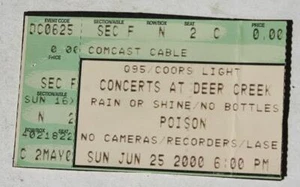 Poison 2000 Concert Ticket Stub Deer Creek Music Center Q95 Noblesville Indiana - Picture 1 of 1
