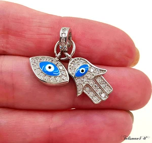 Collar de protección contra el mal de ojo Hamsa dije colgante plata esterlina 925 joyería - Imagen 1 de 9
