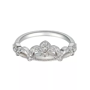 14K White Gold Natural Diamond Stackable Ring MZ1720 - Picture 1 of 7