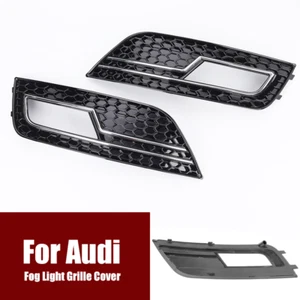 Honeycomb Black Silver Car Front Bumper Fog Light Grille Cover For Audi A4L B8.5 - Picture 1 of 6