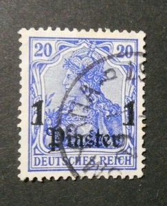 GERMANIA,GERMANY, KOLONIEN ,1905 Turkei"F Germania SVR" 1 pia su 20pf Used Mi.38 - Picture 1 of 1