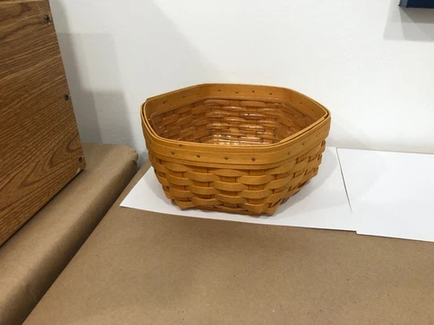 1988 Longaberger Octagonal Basket with clear protector Cover