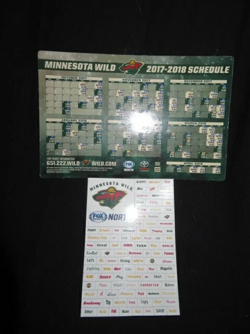 MN Wild MAGNETS Fox Sports NORTH Make a SENTENCE with WORDS + 2017-2018 Season Cover