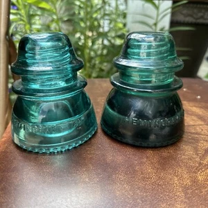 Hemingray 42 CD 154 Glass Telegraph Insulator Cobalt Blue Antique Lot of 2. - Picture 1 of 11