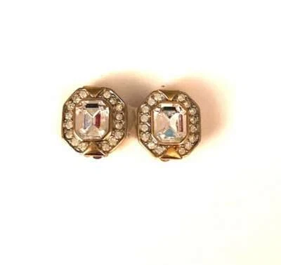 JOSEPH ESPOSITO, PENDIENTES CLIP ORO VINTAGE CON CRISTALES PAVÉ Y CENTRO CRISTAL Foto 1 de 2