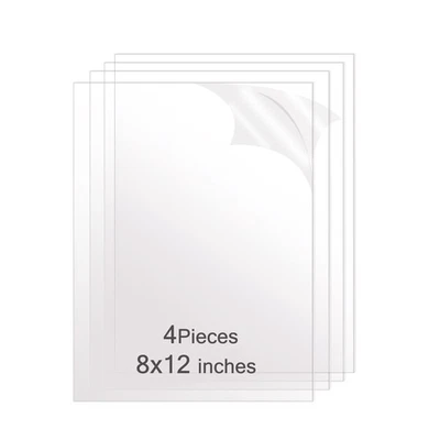 8"X12" 1/8 Inch Thick 4 Pack Highly Transparent, Smooth Edged Acrylic Plastic... - Image 1 of 4