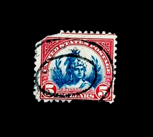 US Stamp - 1923 Statue of Freedom $5 Blue/Carmine Sn 573 Used As is r4 - Picture 1 of 2