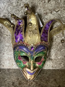 Large Venetian Festival Mardi Gras Masquerade Mask Jester Carnevale - Picture 1 of 8