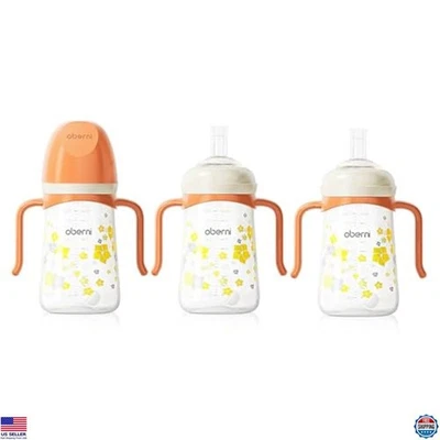 Juego de tazas para sorber naranja vibrante de 10 oz para niños pequeños - Paquete de 3 biberones de paja con peso Foto 1 de 4