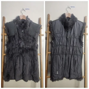 Linda Richards Luxury Grey Knit Rabbit Fur Reversible Women's Best Size XS - Picture 1 of 18