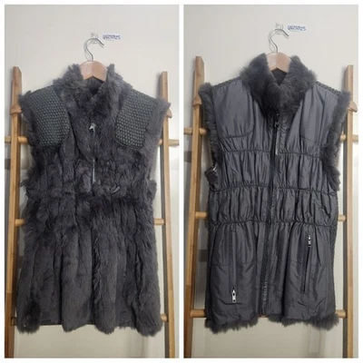 Linda Richards Luxury Grey Knit Rabbit Fur Reversible Women's Best Size XS - Image 1 of 4