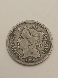 1872 3 Cent Nickel U.S. Coin - Picture 1 of 6
