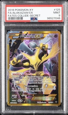 2016 POKEMON XY FATES COLLIDE SECRET #125 FULL ART/ALAKAZAM EX PSA 9 - Image 1 of 2