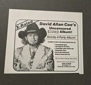 1981 PRINT AD - DAVID ALLAN COE'S UNCENSORED ALBUM AD - PARTY ALBUM - AD ONLY - Picture 1 of 1
