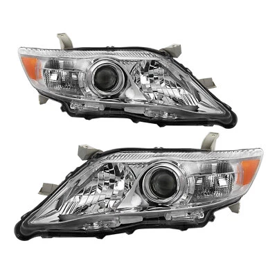 For 2010-2011 Toyota Camry Sedan Chrome Headlights Amber Headlights Lamps L+R - Bild 1 von 4