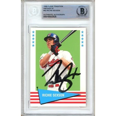 Richie Sexson Signed 1998 Fleer Tradition #42 BAS Slabbed Indians MLB Auto - Image 1 of 4