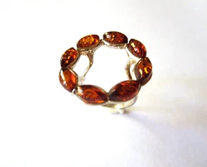 BALTIC AMBER STERLING SILVER WREATH RING SIZE AUS/ N 1/2 US/ 7 JP 15 NEW - Picture 1 of 8