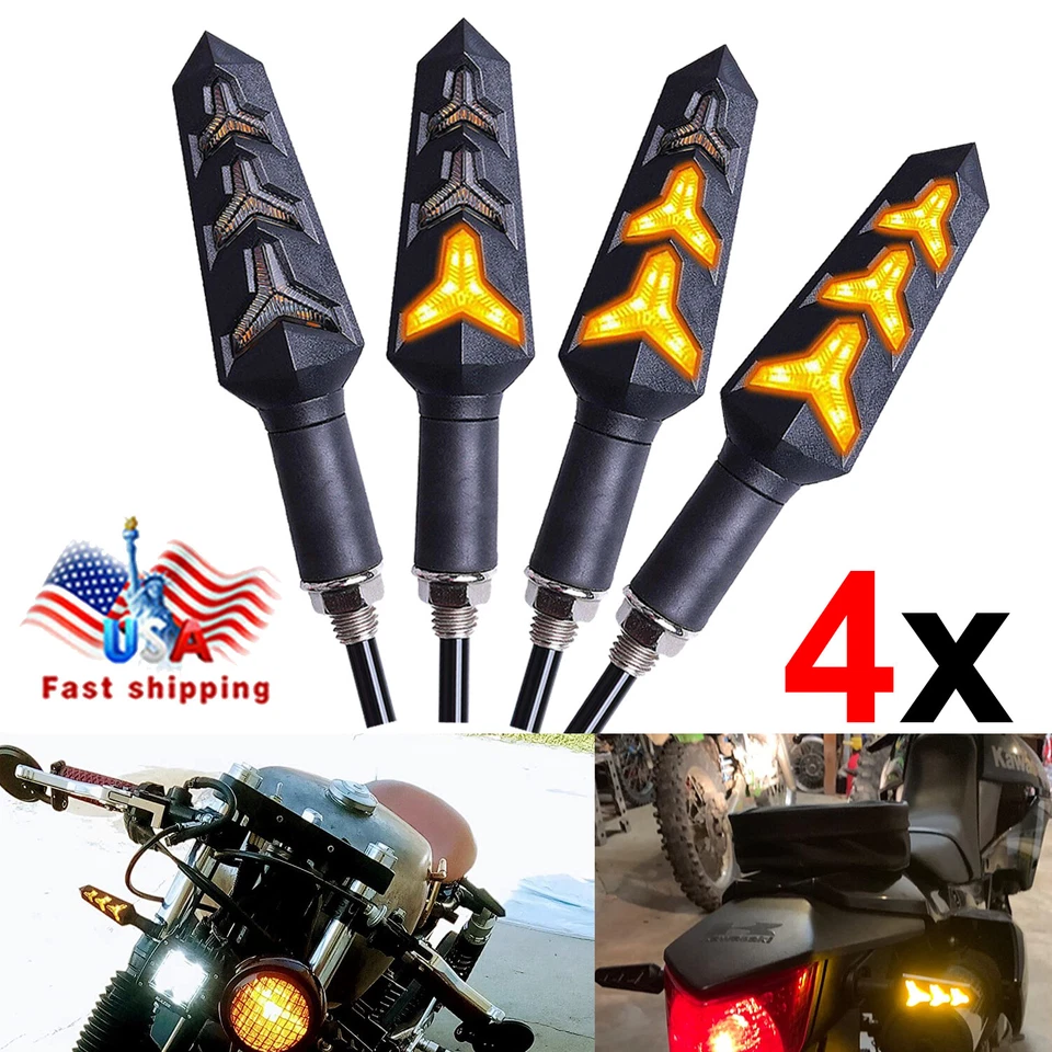 Motorcycle LED Turn Signals Flowing Lights For Kawasaki Ninja 250R 500R 650 650R - Image 1 of 4