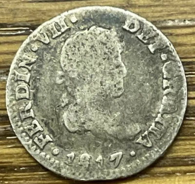 1817 Mexico Mo J J One Half 1/2 Real - Ships Free - Image 1 of 2