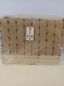 Kin Jute/Canvas Tasche NEU Handtasche oder Kosmetiktasche 11 × 7" Reißverschluss oben - Bild 1 von 7