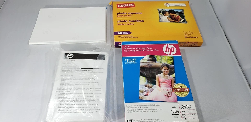 HP Premium Plus Photo Paper High Gloss 4" x 6" 100 Sheets NEW Plus other huge lo - Image 1 of 3