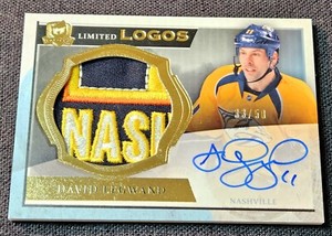 2013-14 UD The Cup Limited Logos /50 David Legwand Patch Auto #LL-DL
