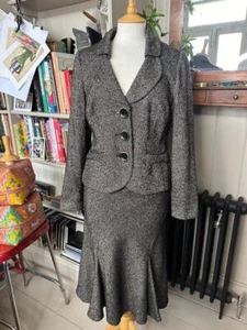 Phase Eight UK12 Women’s Black Brown Wool Blend Skirt Jacket Suit Outfit Set - Picture 1 of 19