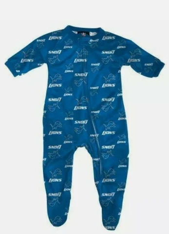 Detroit Lions Blue Logo Infant Baby Footed Pajamas (Size 6/9 M) NEW Footie Cover